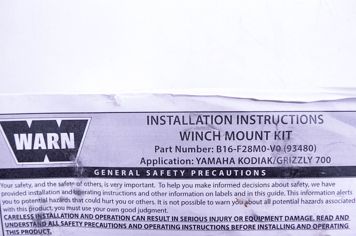 Warn B16-F28M0-V0-00, 93480 Winch Mount Hardware Kit NOS