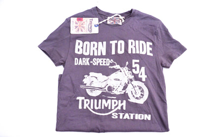 New OEM Triumph MTSS14328 Lowar Born To Ride Tee Shirt Dark Grey Xsmall NOS