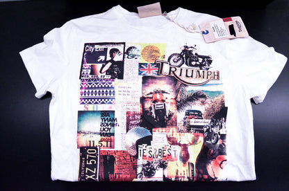 New OEM Triumph MTSS14331 Tri Photo Tee Shirt Off White Small NOS