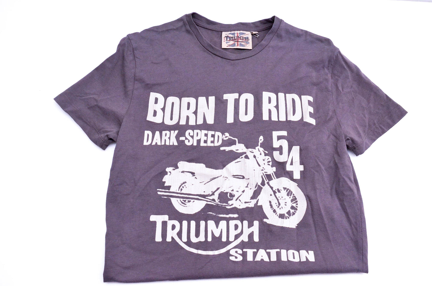 New OEM Triumph MTSS14328 Lowar Born To Ride Tee Shirt Dark Grey Small NOS
