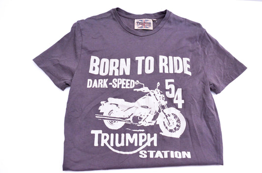New OEM Triumph MTSS14328 Lowar Born To Ride Tee Shirt Dark Grey Small NOS