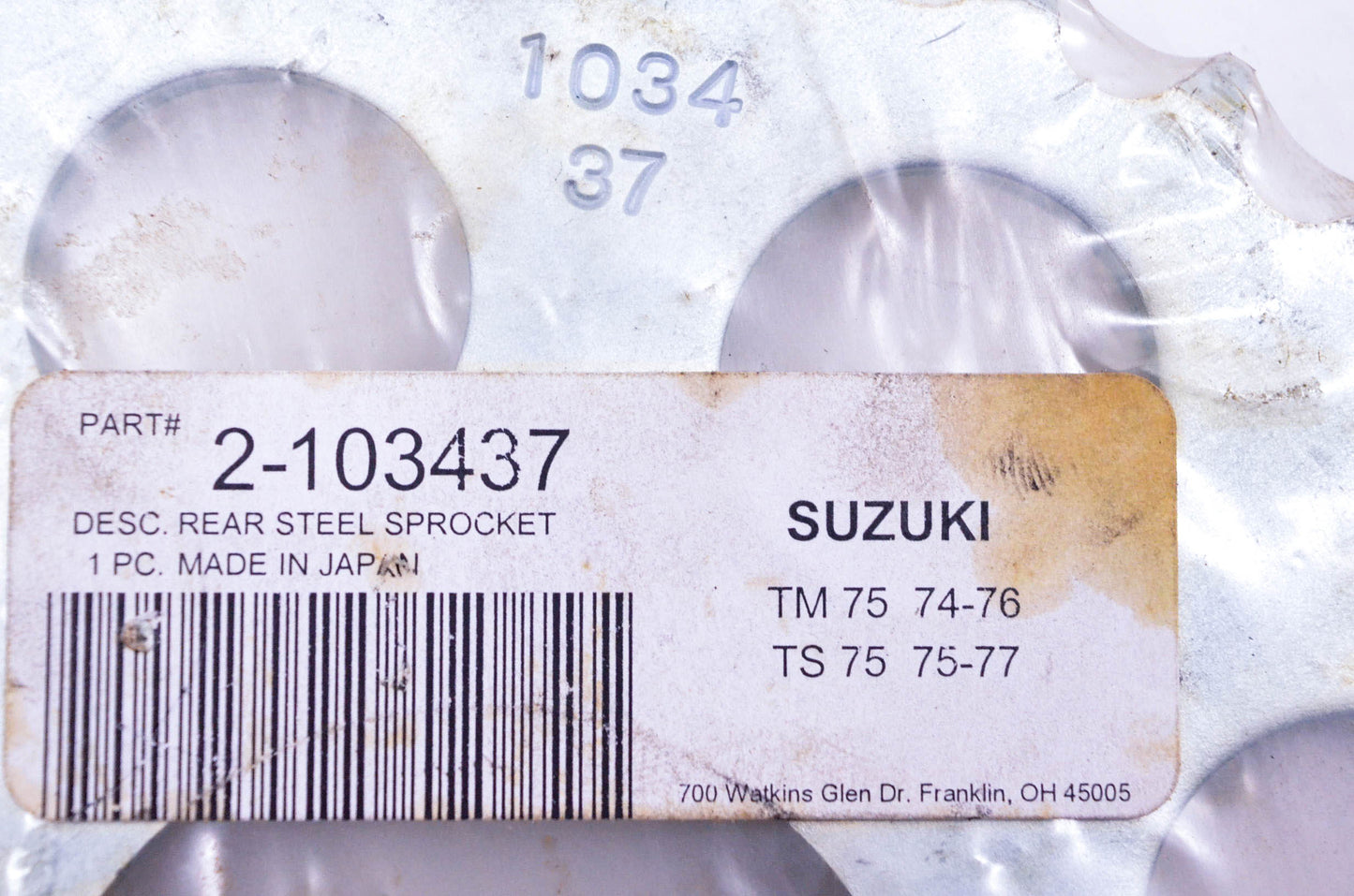 Sunstar 2-103437 Rear Steel 37T Sprocket NOS