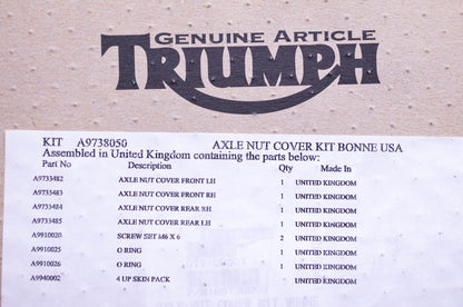 New OEM Triumph A9738050 Axle Nut Cover Kit NOS