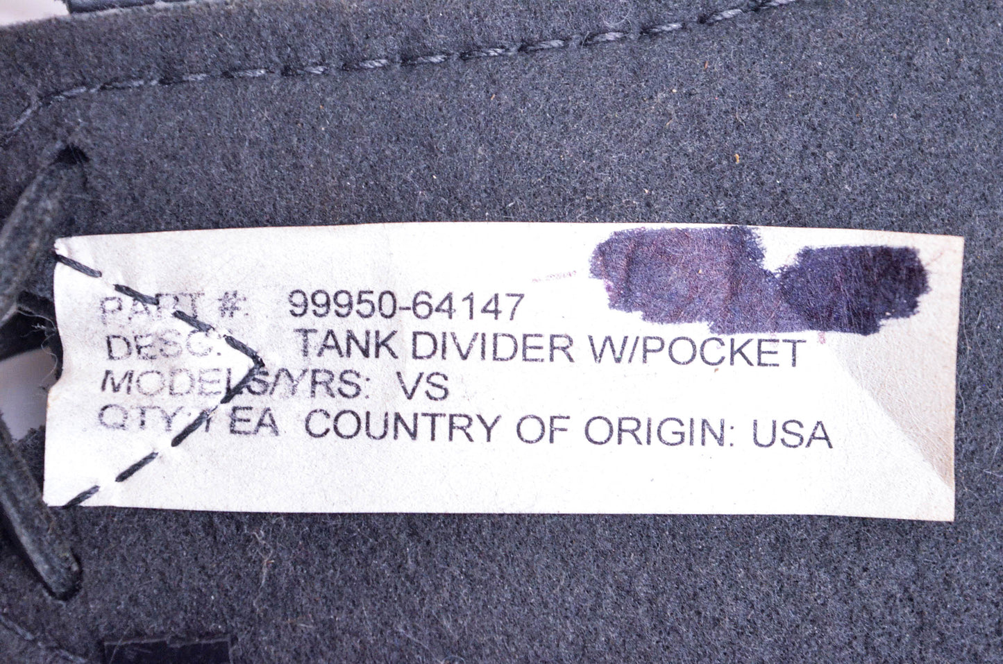 New OEM Suzuki 99950-64147 Tank Divider w/ Pocket NOS