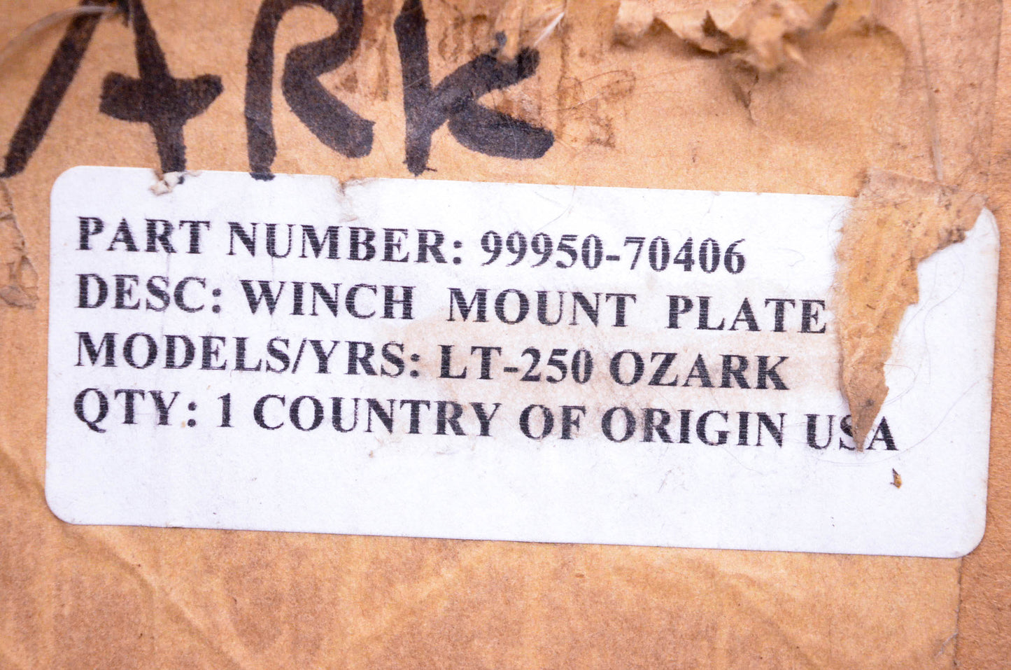 New OEM Suzuki 99950-70406 LT-250 Ozark Winch Mount Plate Kit NOS
