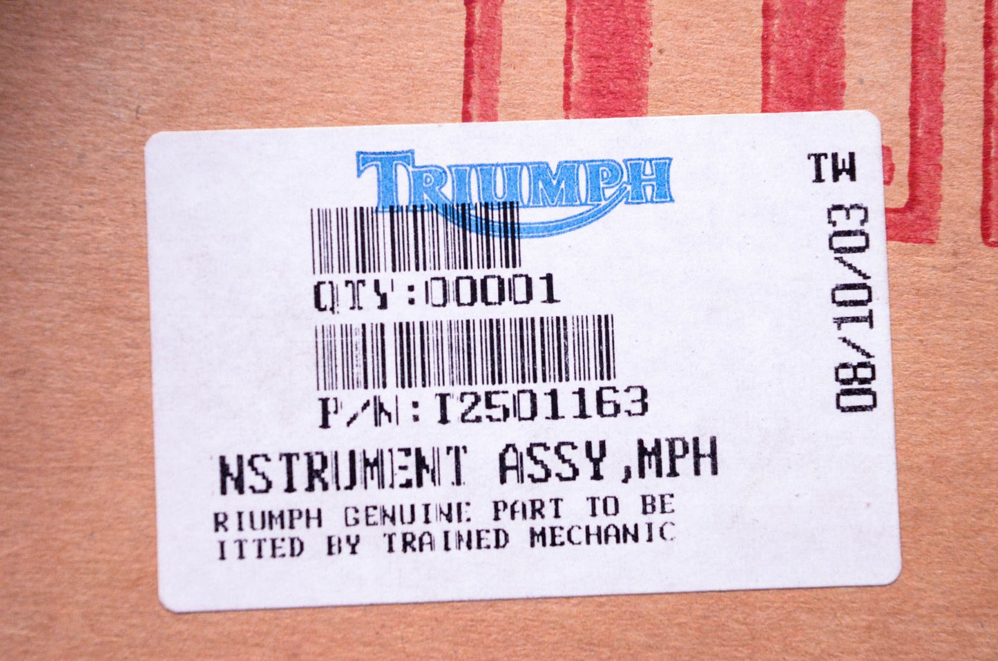 OEM Triumph T2501163 Speedometer Tachometer Instrument Panel Assembly