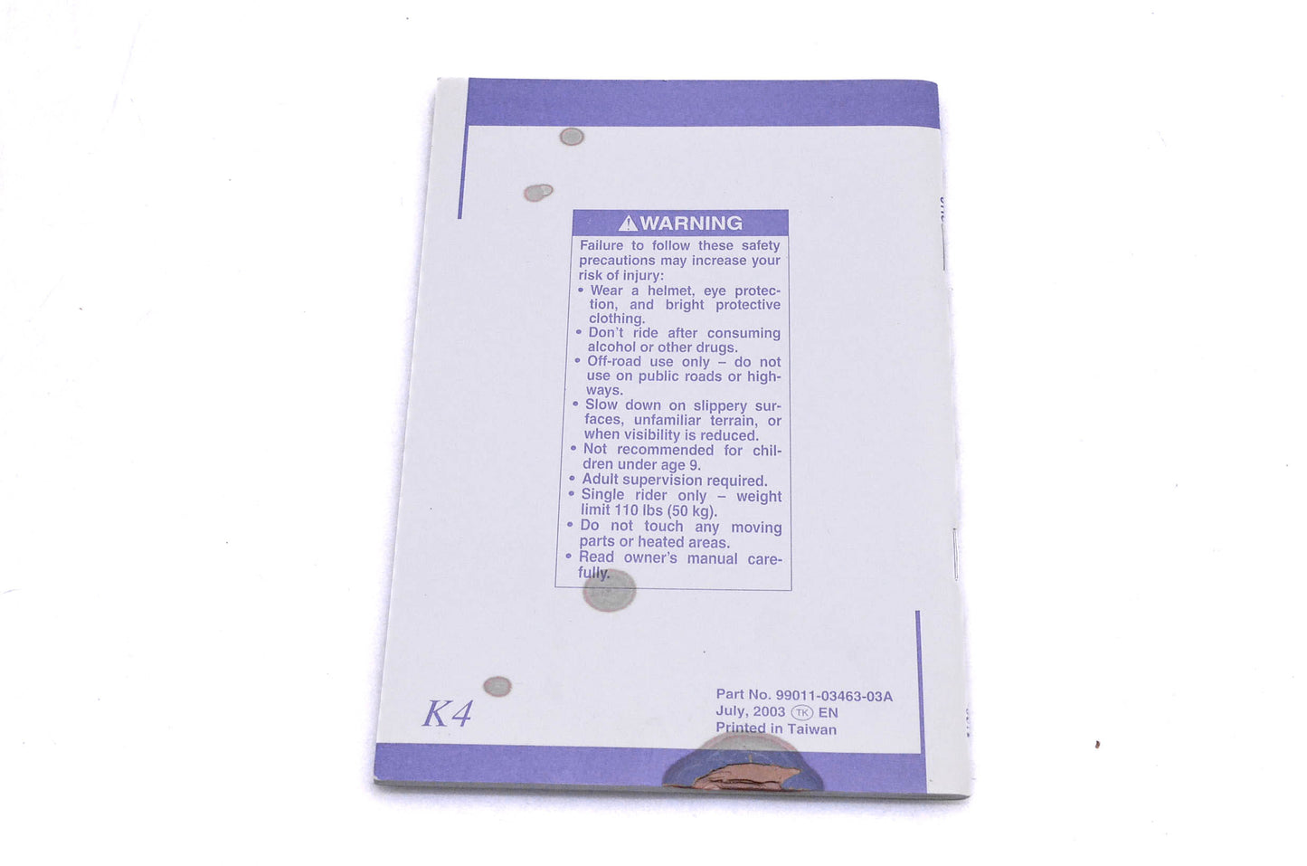 OEM Suzuki 99011-03463-03A JR80 K4 Owner's Manual