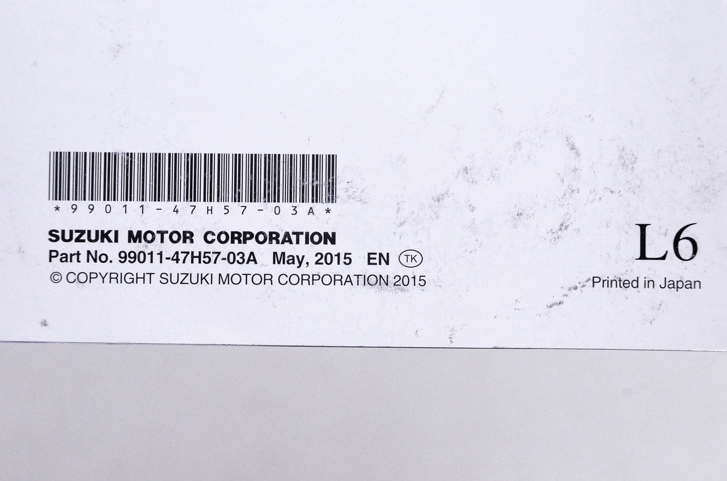 OEM Suzuki 99011-47H57-03A GSX-R1000/A L6 Owner's Manual