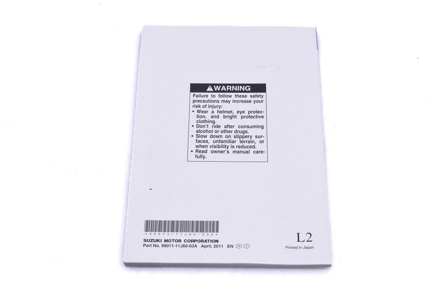 New OEM Suzuki 99011-11J60-03A DL650A L2 Owner's Manual NOS