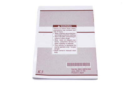 OEM Suzuki 99011-29F53-03A DR-Z400/E K3 Owner's Manual