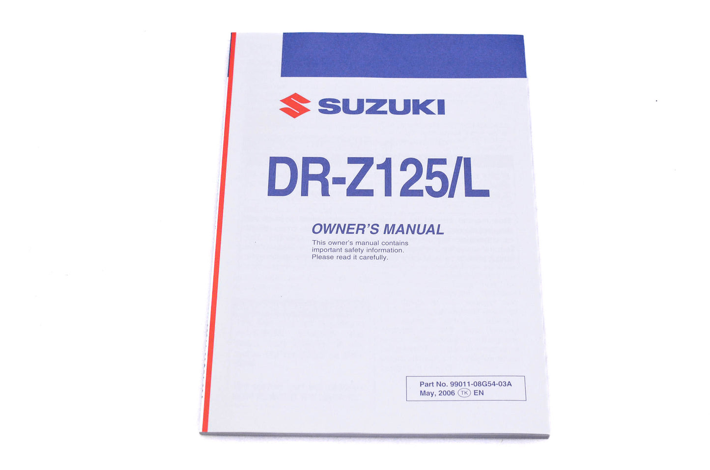 OEM Suzuki 99011-08G54-03A DR-Z125/L K7 Owner's Manual
