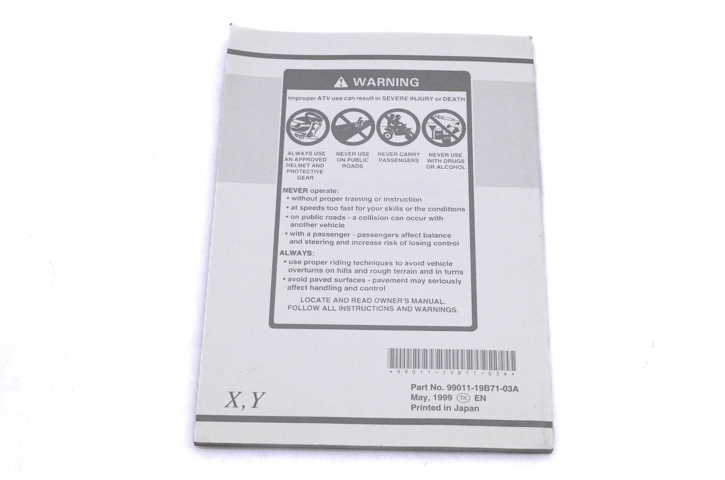 OEM Suzuki 99011-19B71-03A LT-F300F/250F X Y Owner's Manual