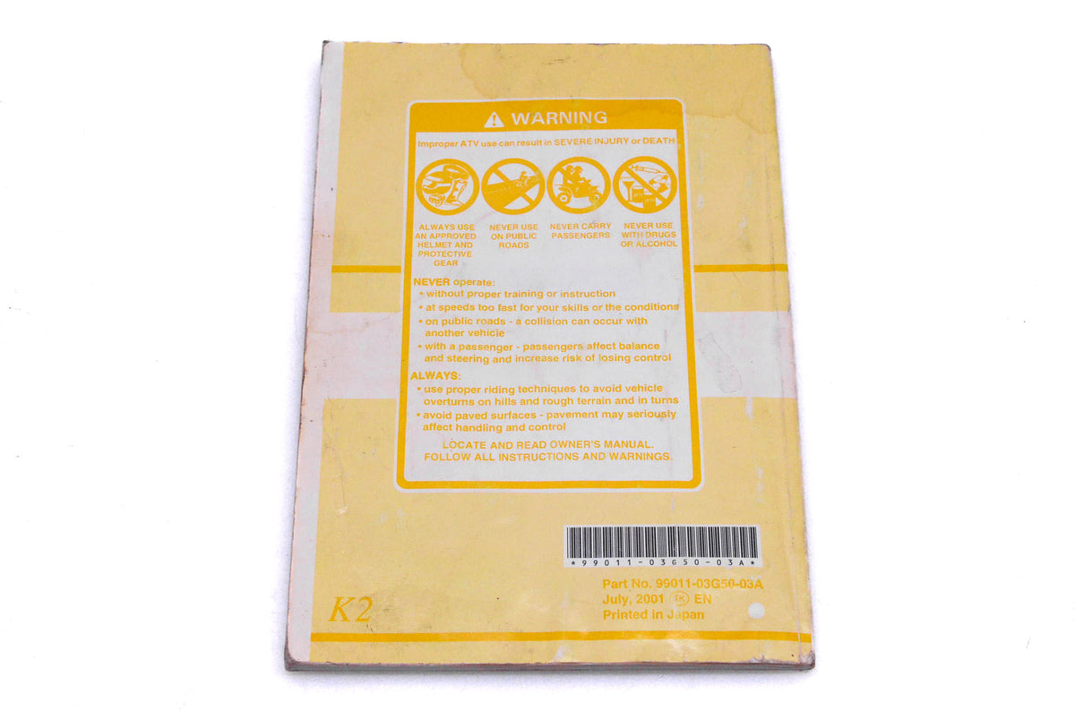 OEM Suzuki 99011-03G50-03A LT-A500F K2 Owner's Manual