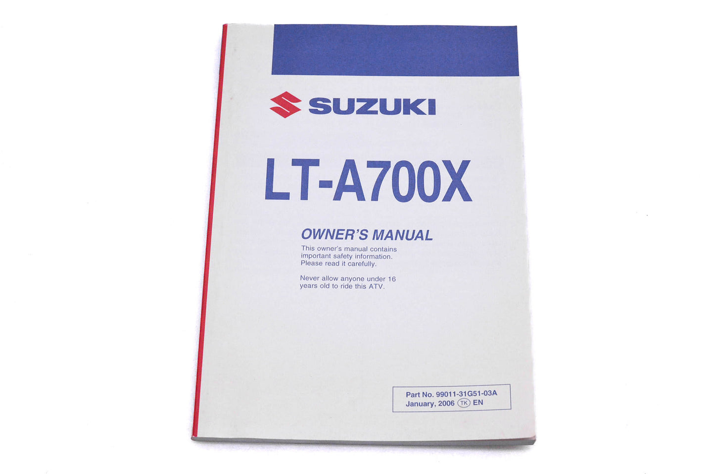 OEM Suzuki 99011-31G51-03A LT-A700X K6 Owner's Manual