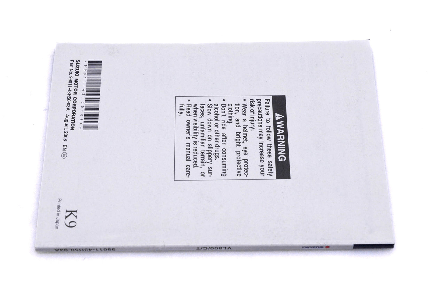 OEM Suzuki 99011-43H50-03A VL800/C/T K9 Owner's Manual