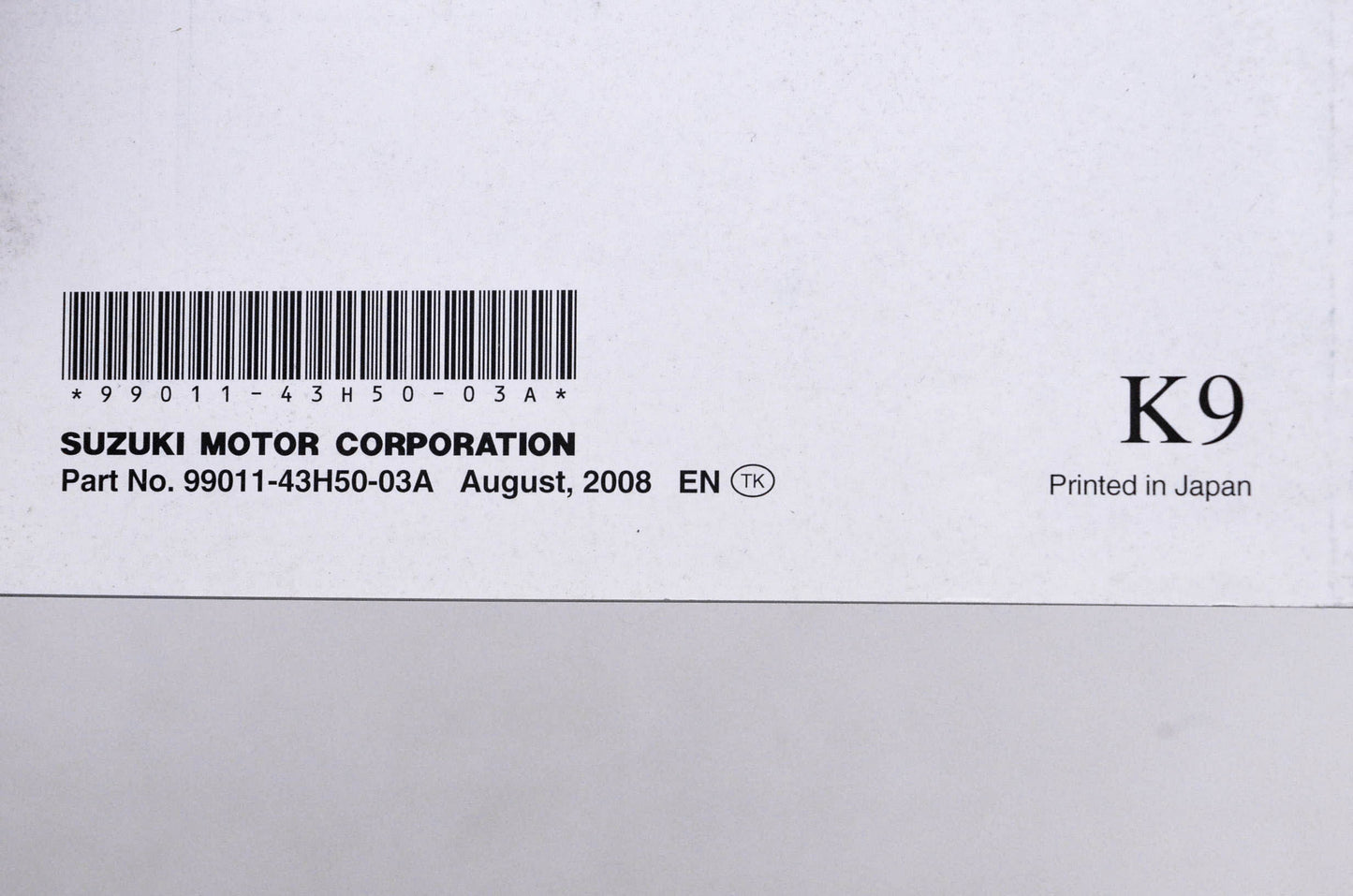 OEM Suzuki 99011-43H50-03A VL800/C/T K9 Owner's Manual