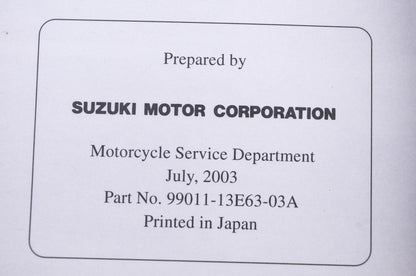 OEM Suzuki 99011-13E63-03A DR-Z250 K4 Owner's Manual