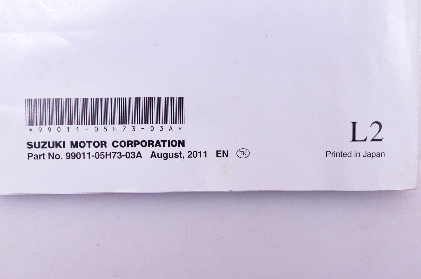 OEM Suzuki 99011-05H73-03A AN400A L2 Owner's Manual