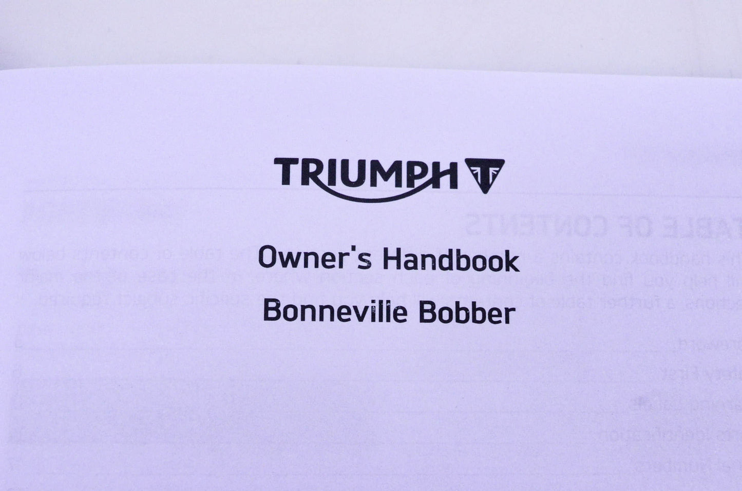 New OEM Triumph 3855566, T3855566-US Bonneville Bobber Owner's Handbook Kit NOS