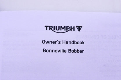 New OEM Triumph 3855566, T3855566-US Bonneville Bobber Owner's Handbook Kit NOS