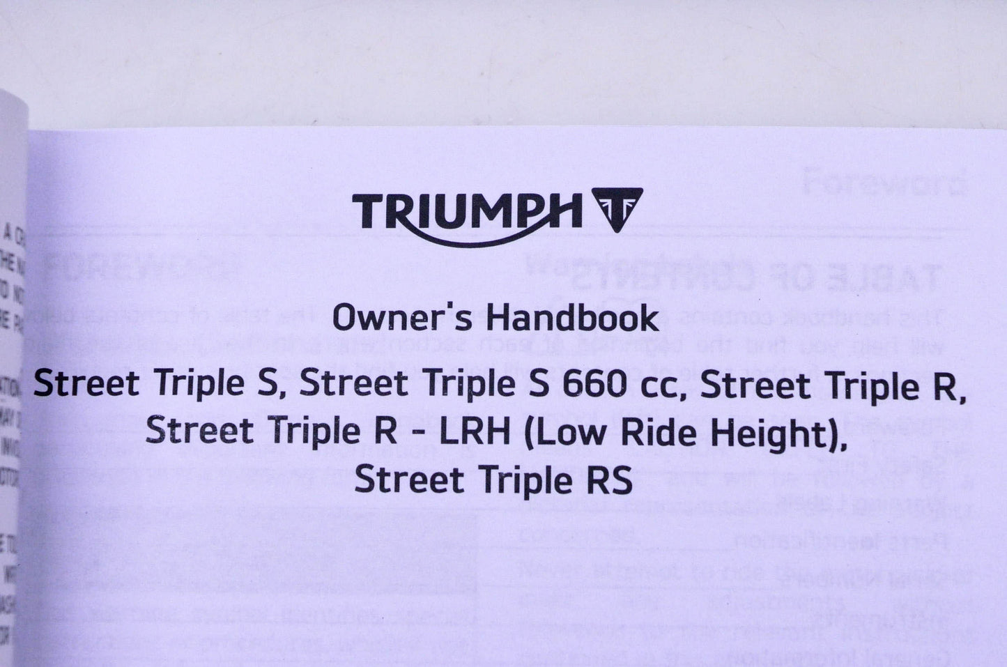 New OEM Triumph 3855571, T3855571-US Street Triple Owner's Handbook Kit NOS