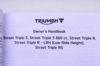 New OEM Triumph 3855571, T3855571-US Street Triple Owner's Handbook Kit NOS