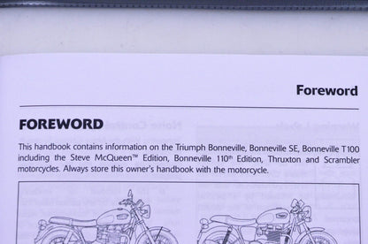 New OEM Triumph 3851860, T3851860-US Bonneville Thruxton Scrambler Owner's Handbook Kit NOS