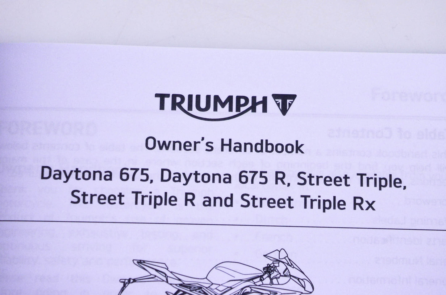 New OEM Triumph 3854140 Daytona Street Triple Owner's Handbook Kit NOS