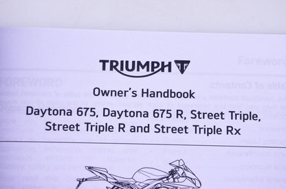New OEM Triumph 3854140 Daytona Street Triple Owner's Handbook Kit NOS
