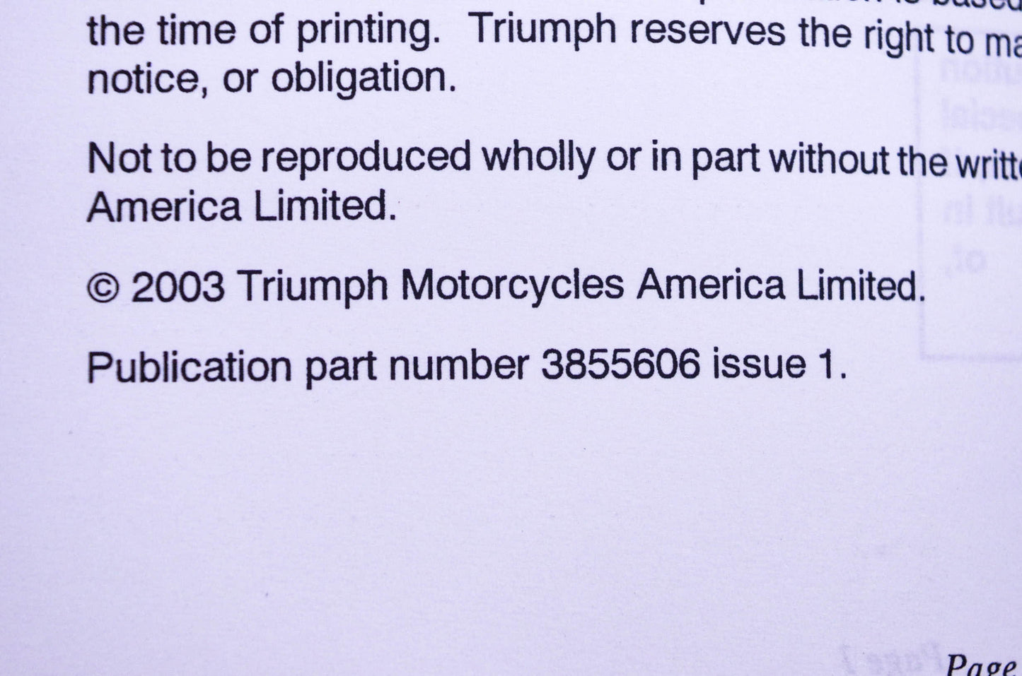 OEM Triumph 3855606 Daytona 955i T595 Speed Triple Owner's Handbook Kit