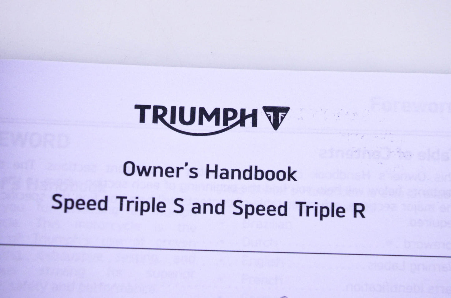 New OEM Triumph 3851513 Speed Triple S R Owner's Handbook Kit NOS