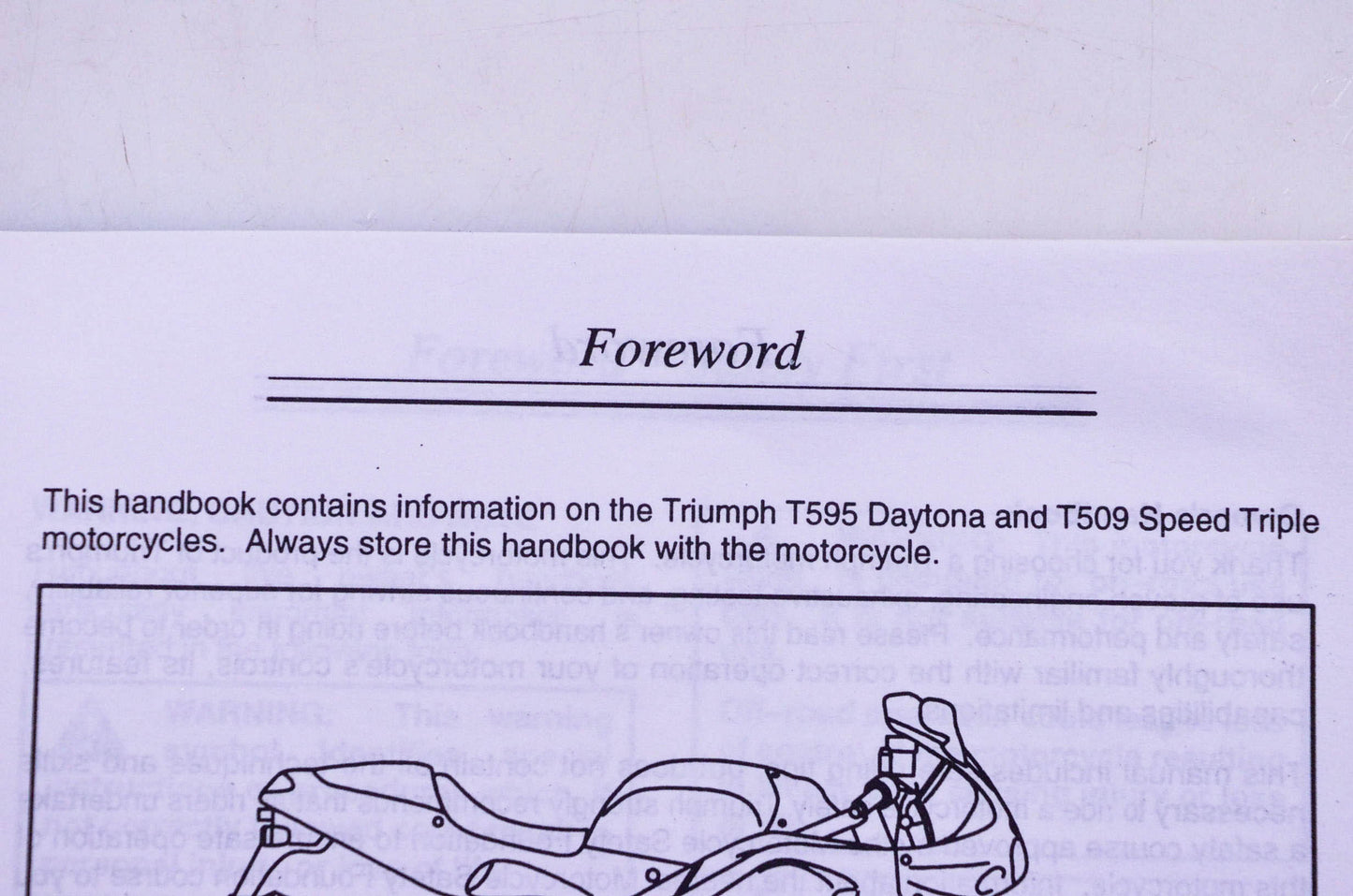OEM Triumph 3855006 T595 Daytona T509 Speed Triple Owner's Handbook Kit