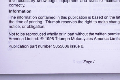OEM Triumph 3855006 T595 Daytona T509 Speed Triple Owner's Handbook Kit