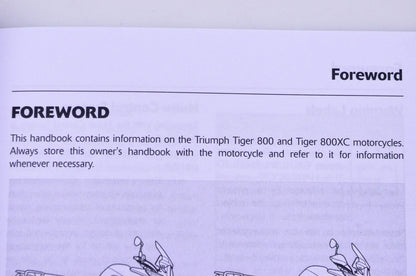 New OEM Triumph 3855157 Tiger 800/XC Owner's Handbook Kit NOS