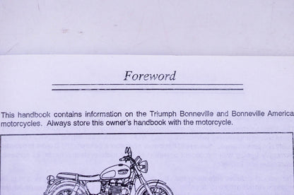 OEM Triumph 3859106 Bonneville Owner's Handbook Kit