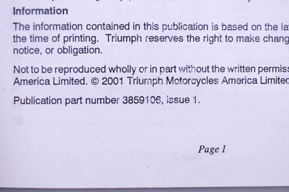 OEM Triumph 3859106 Bonneville Owner's Handbook Kit