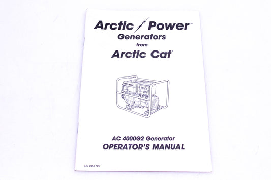 New OEM Arctic Cat 2254-725 AC4000G2 Generator Operator's Manual NOS