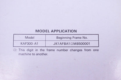 OEM Kawasaki 99924-1146-01 Mule 500 KAF300-A1 UTV Service Manual