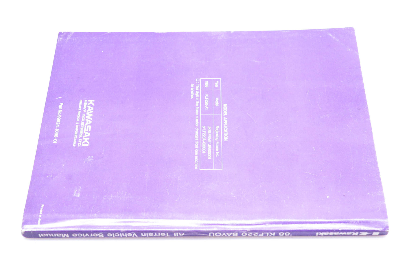 OEM Kawasaki 99924-1096-01 KLF220-A1 Bayou Service Manual