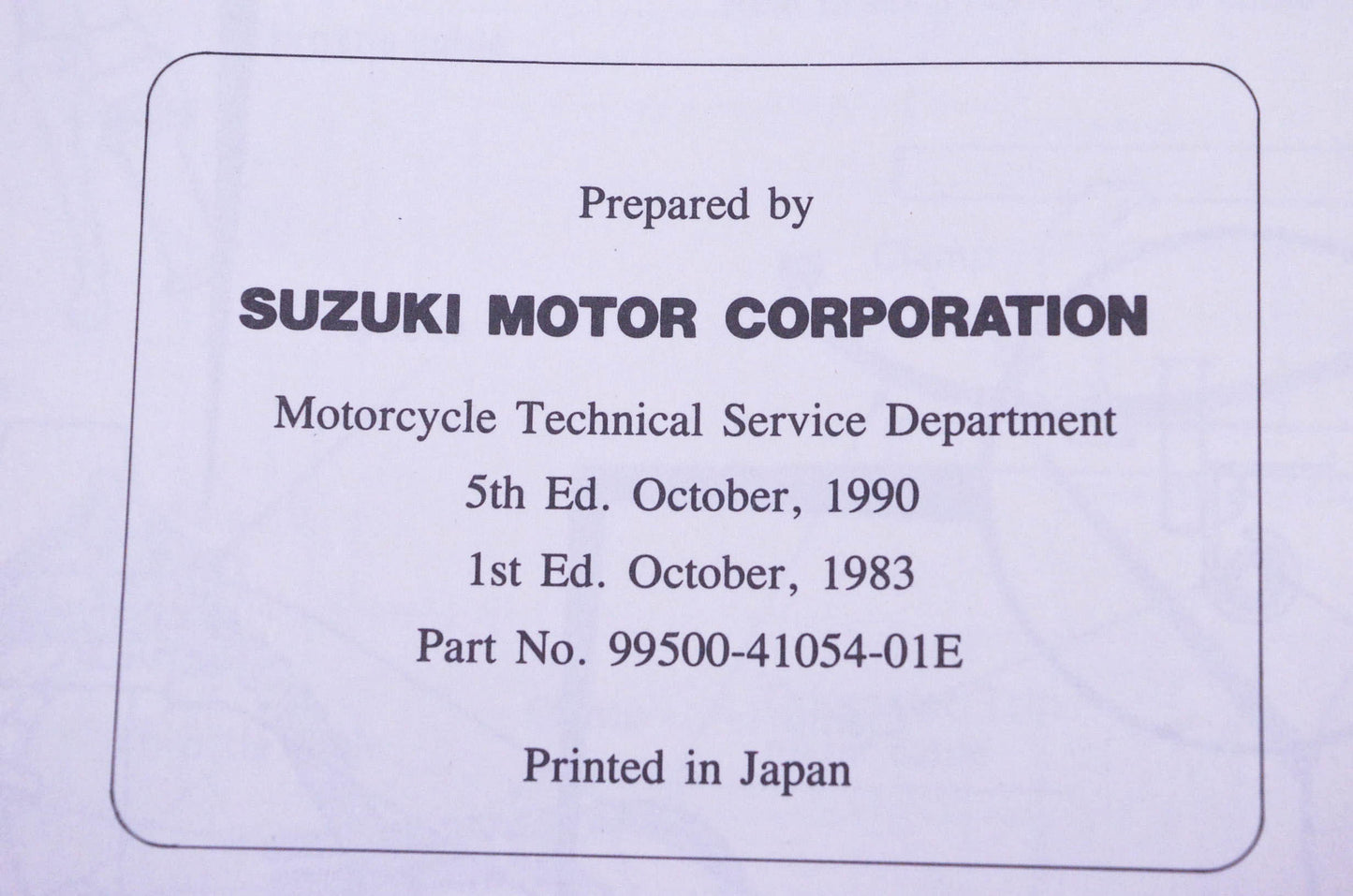 OEM Suzuki 99500-41054-01E LT-185 Service Manual