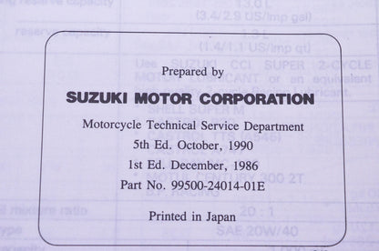 OEM Suzuki 99500-24014-01E LT-500R H Service Manual