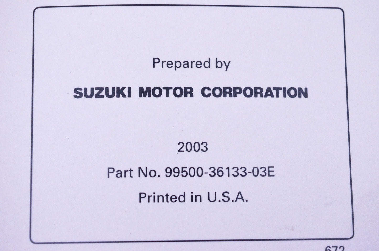 OEM Suzuki 99500-36133-03E DL-650/A K4 K5 K6 K7 Service Manual