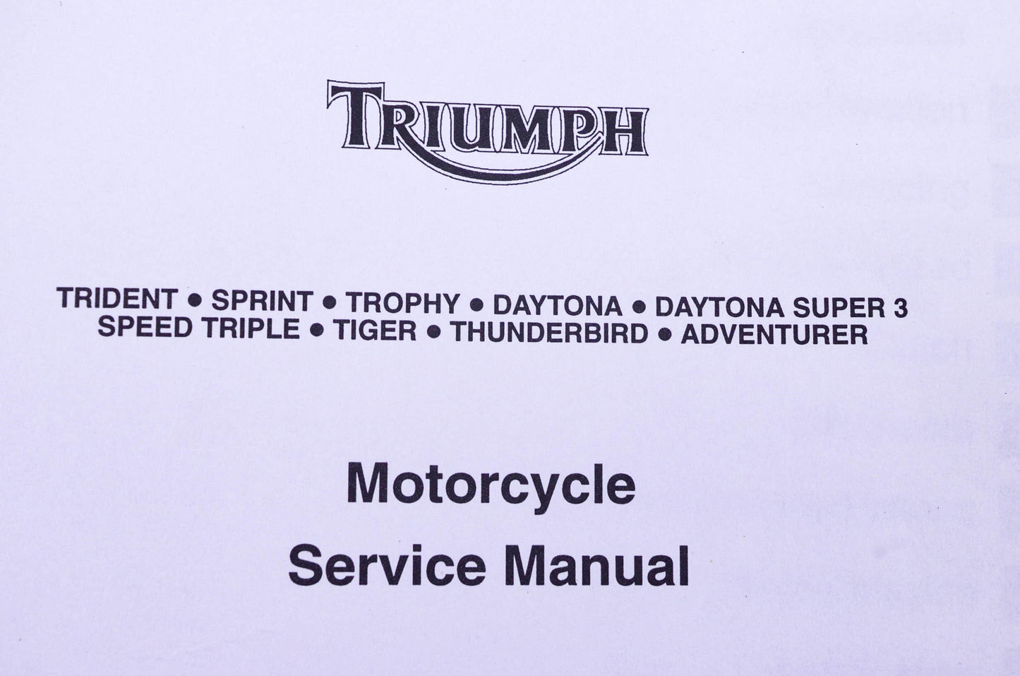 OEM Triumph 3850300 Motorcycle Service Manual