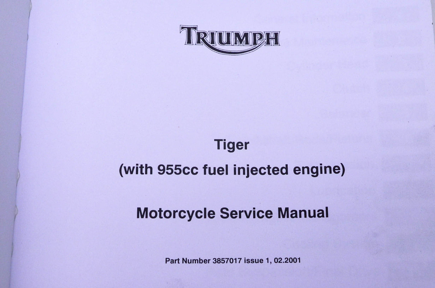 OEM Triumph 3857017 Tiger 955cc Service Manual