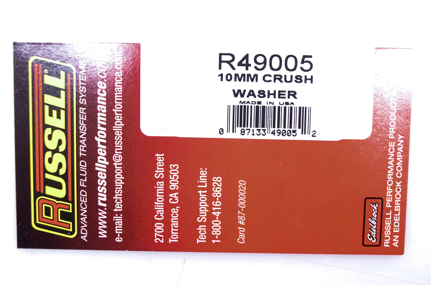 Russell 49005, R49005 3/8"/10mm Crush Washers Qty 8 NOS