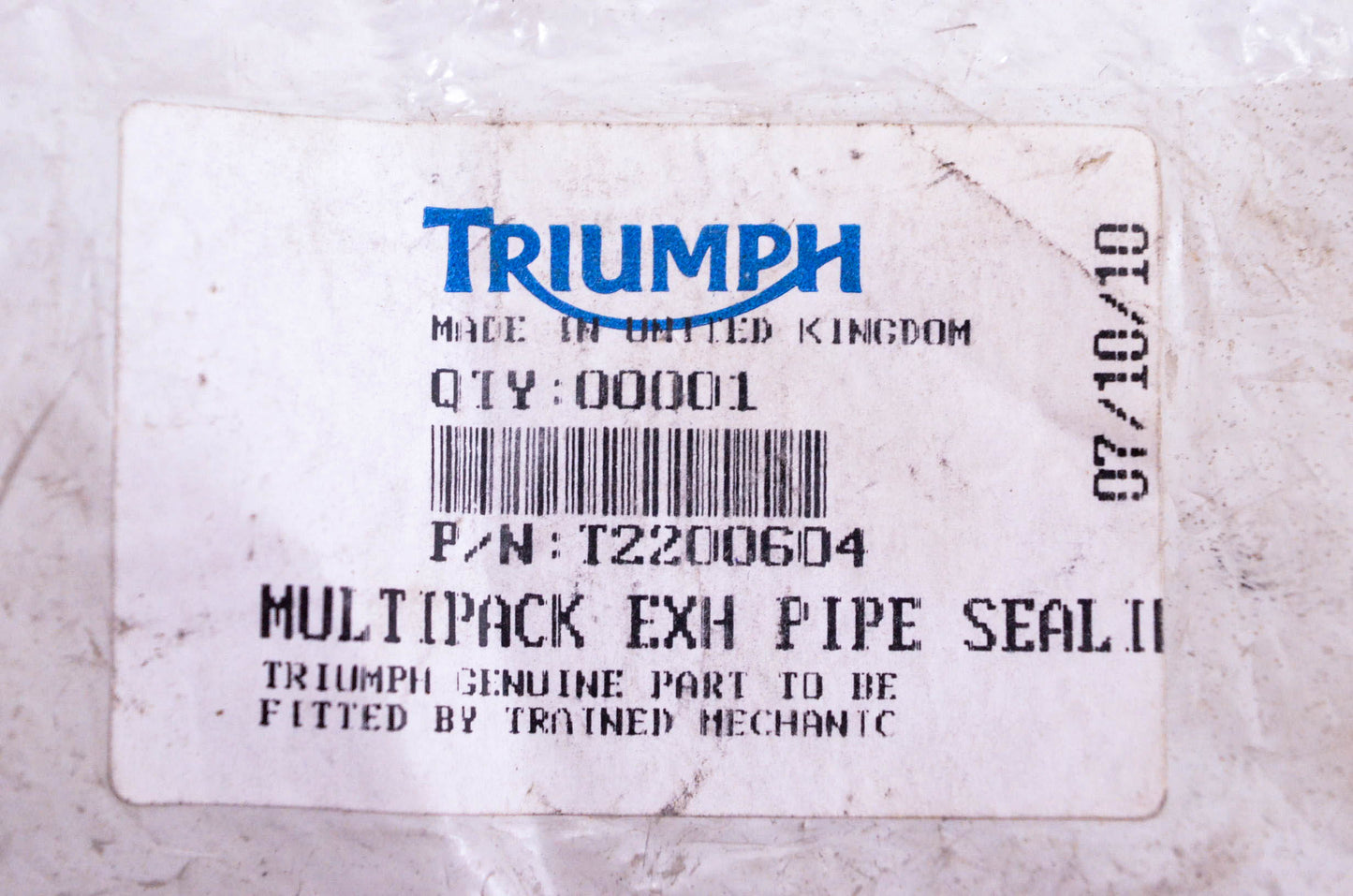 New OEM Triumph T2200604 Exhaust Pipe Sealing Ring NOS
