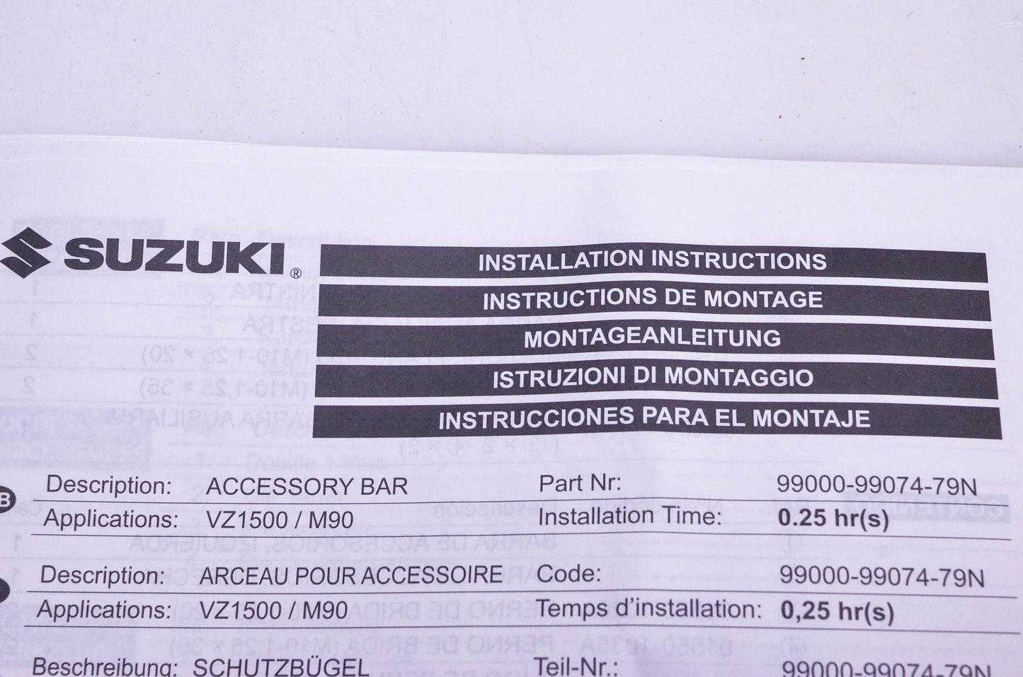 New OEM Suzuki 99000-99074-79N Crash Guard Bar Kit NOS