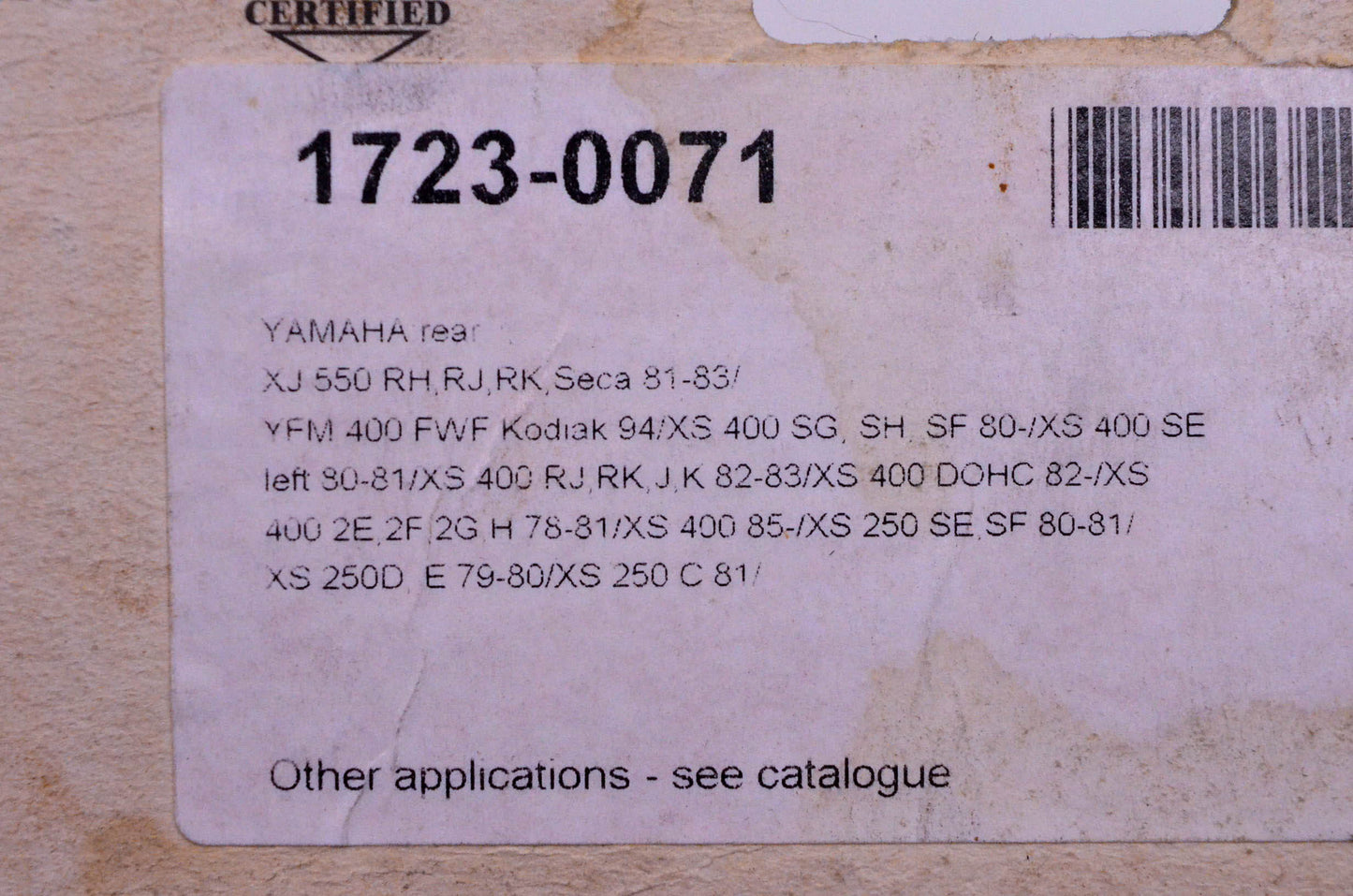 Parts Unlimited 1723-0071, 2066 SBS Brake Shoe Kit NOS