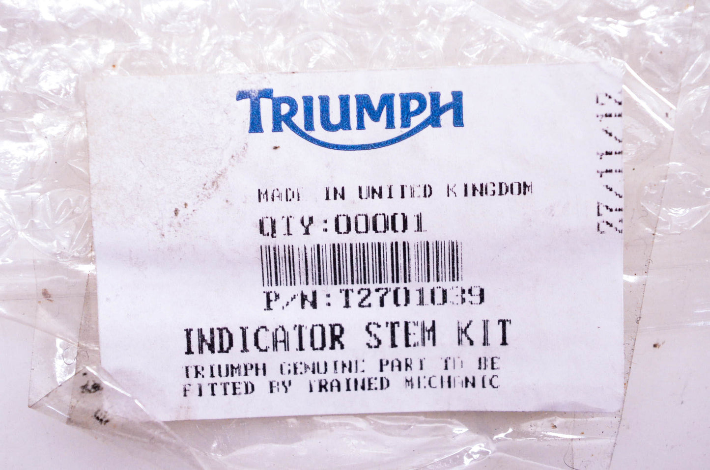 New OEM Triumph T2701039 Indicator Stem Kit NOS