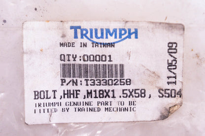 New OEM Triumph T3330258 Swing Arm Bolt NOS